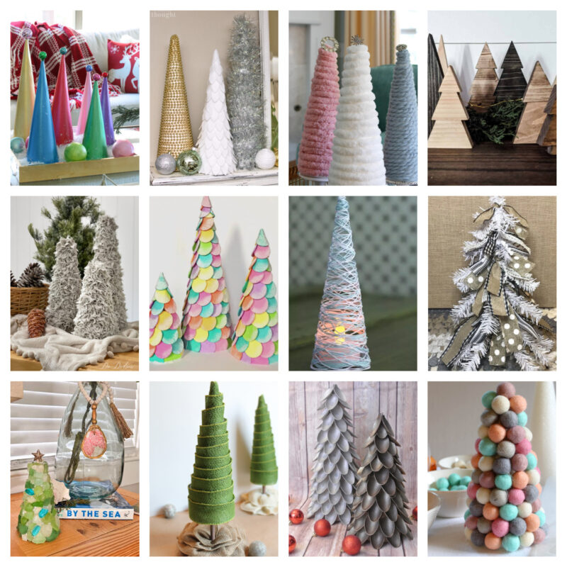 collage of DIY Christmas trees