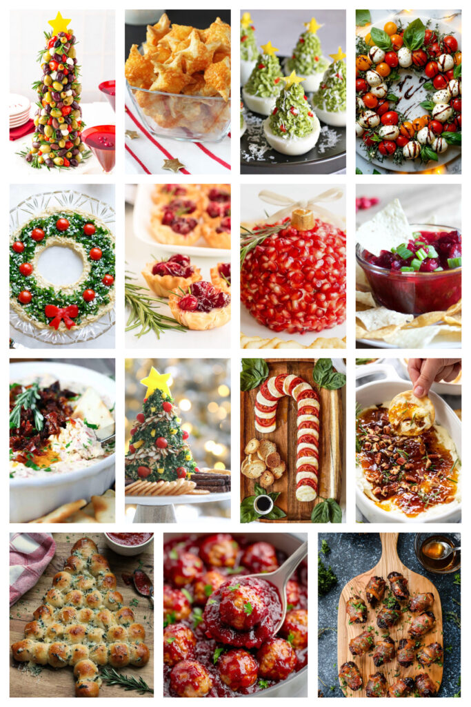 collage of delicious Christmas appetizers