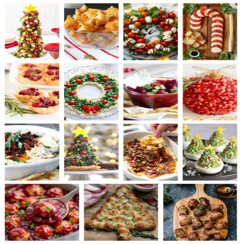 collage of Christmas appetizers