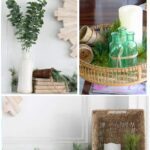 green and white winter decor transition