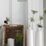 green and white winter decor transition
