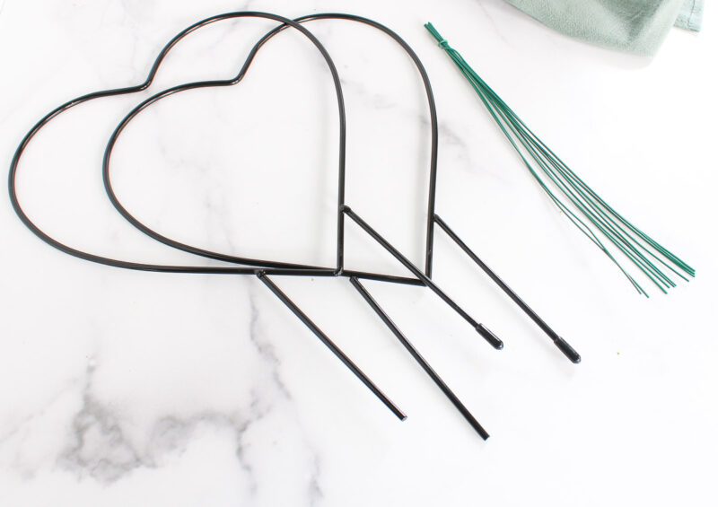 heart-shaped wire topiary forms
