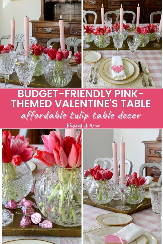 pretty pink tulip Valentine's tablescape