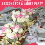 ladies' vintage Valentine tablescape pink and white flowers