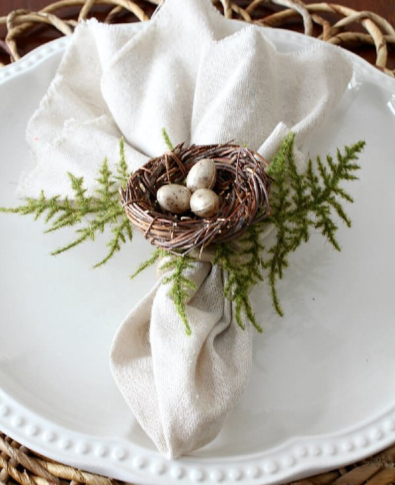 Easter DIY birds' nest napkin rings