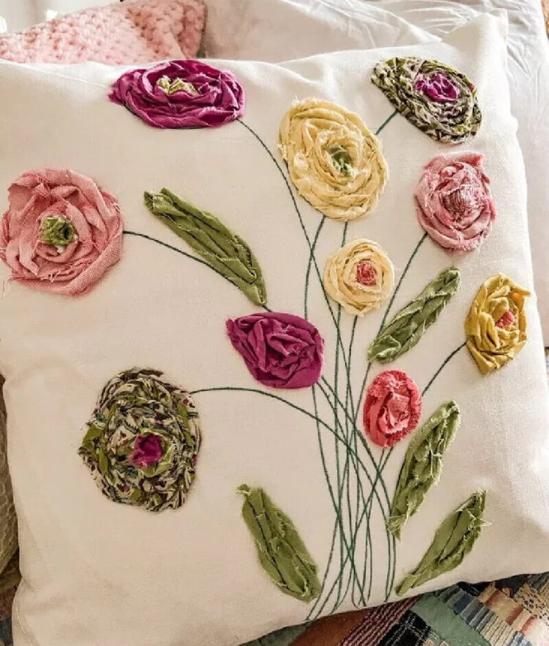 spring flowers made with fabric scraps