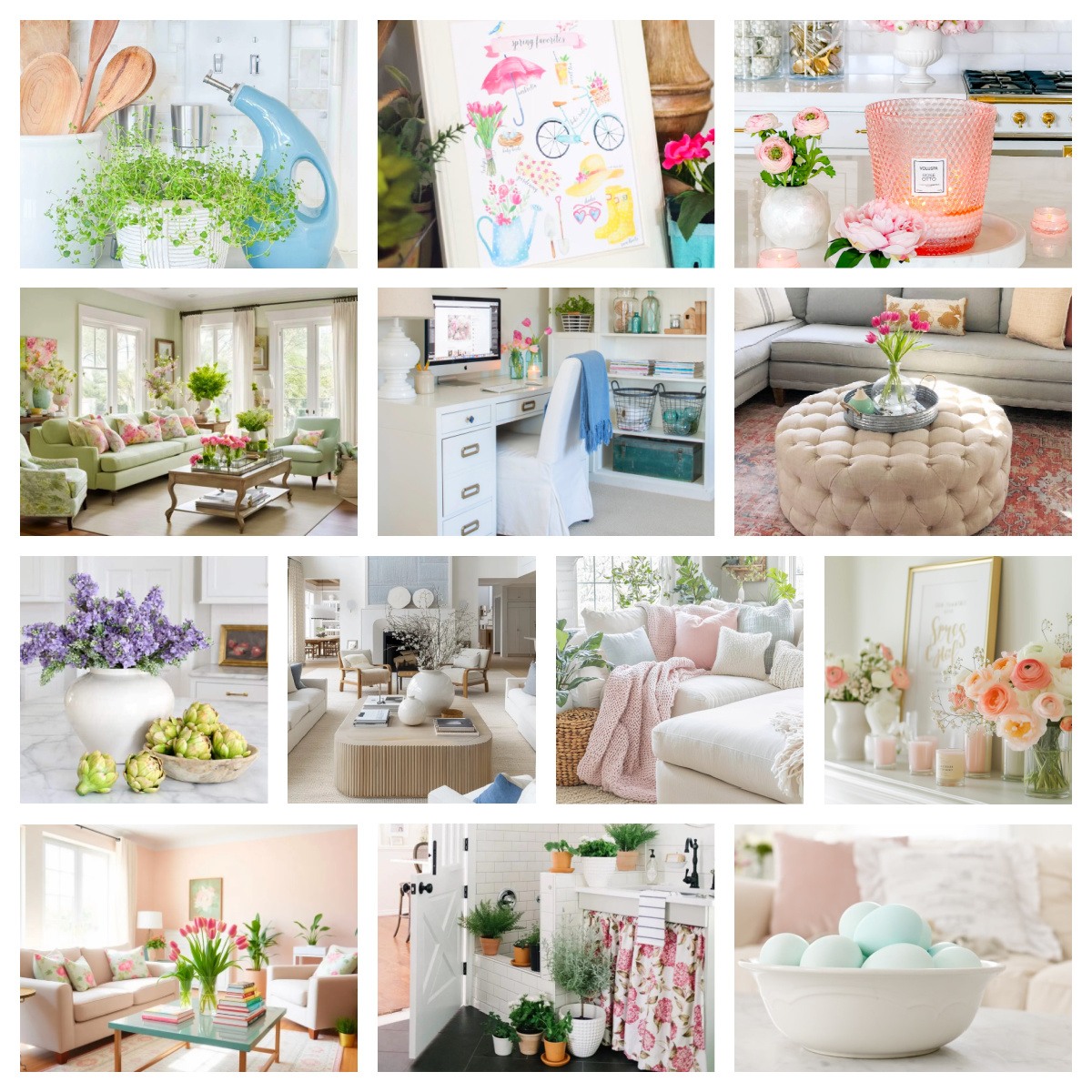 collage of spring decorating ideas