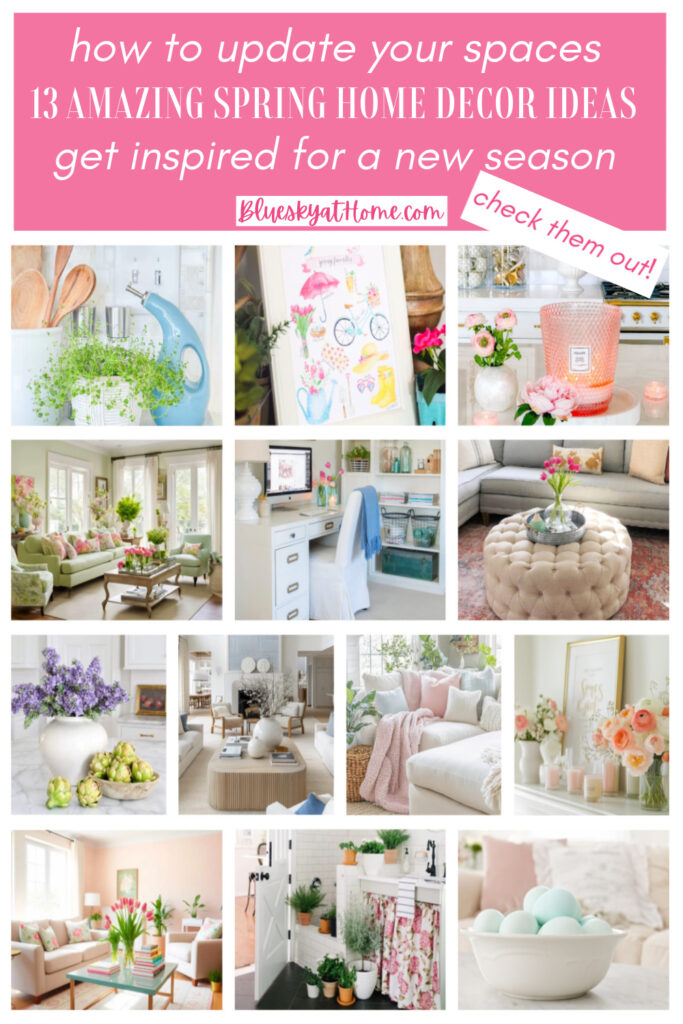 collage of spring decorating ideas graphic