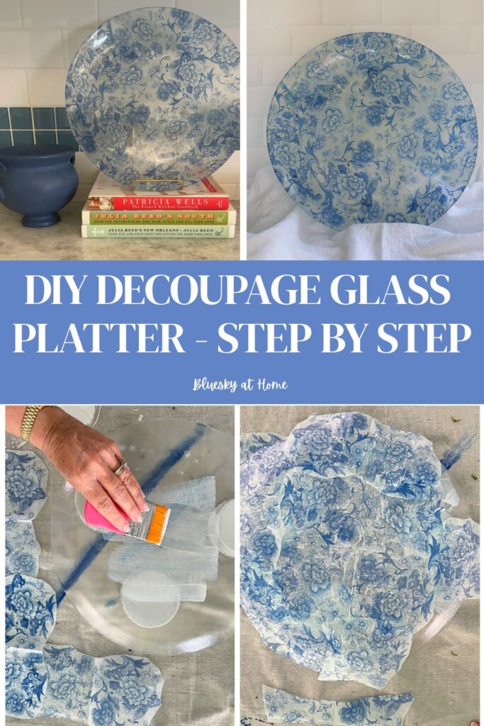 decoupage glass platter graphic