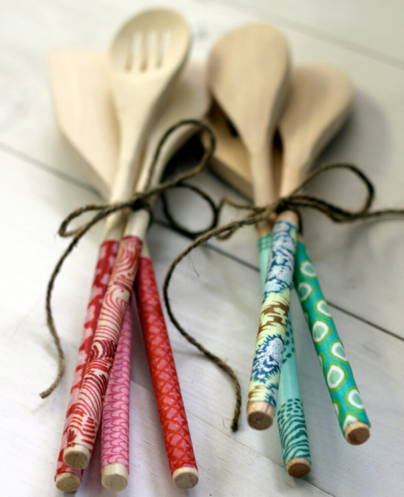 Mother's Day DIY fabric covred wooden spoons