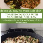 toasted couscous with mushrooms and pea graphic