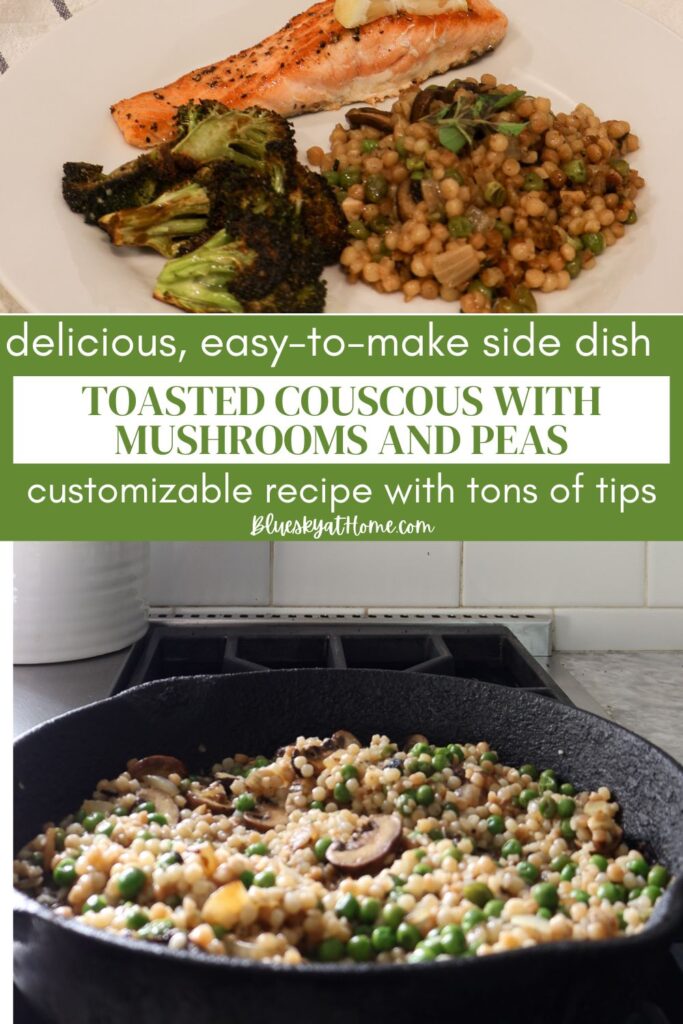 toasted couscous with mushrooms and pea graphic