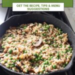 toasted couscous with mushrooms and pea graphic