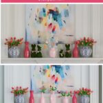 images of home decor transitioning from Easter to spring decor