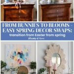 images of home decor transitioning from Easter to spring decor