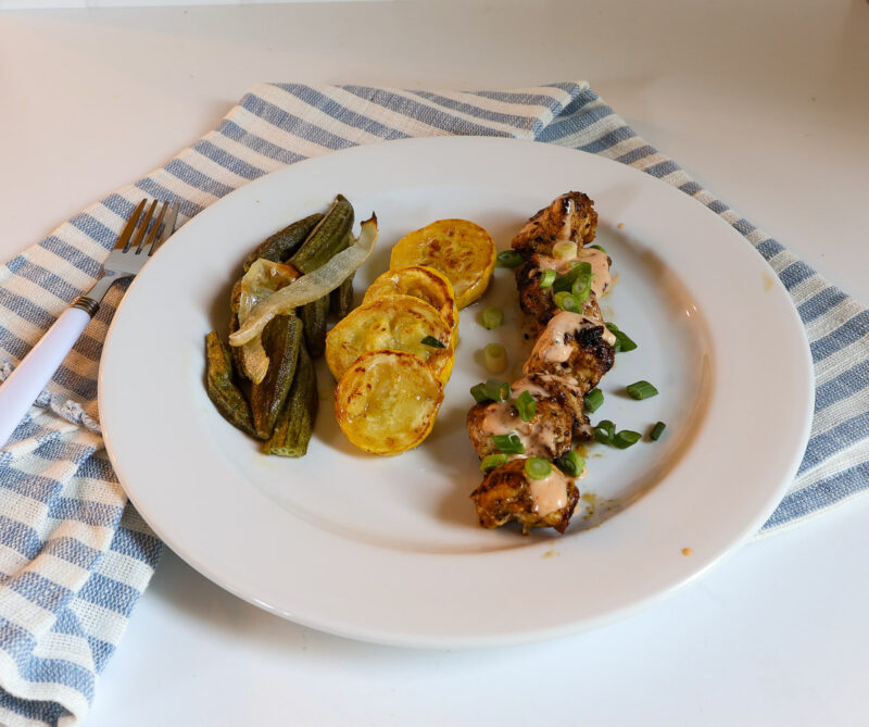 grilled Bang Bang chicken with vegetables