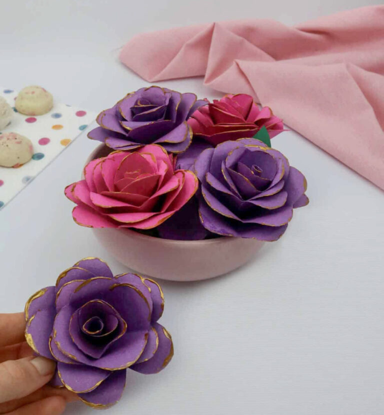 pink and purple DIY paper flowers