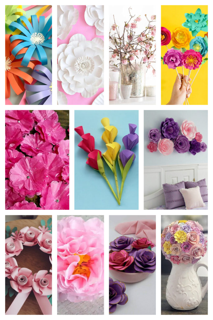 11 paper flower crafts collage