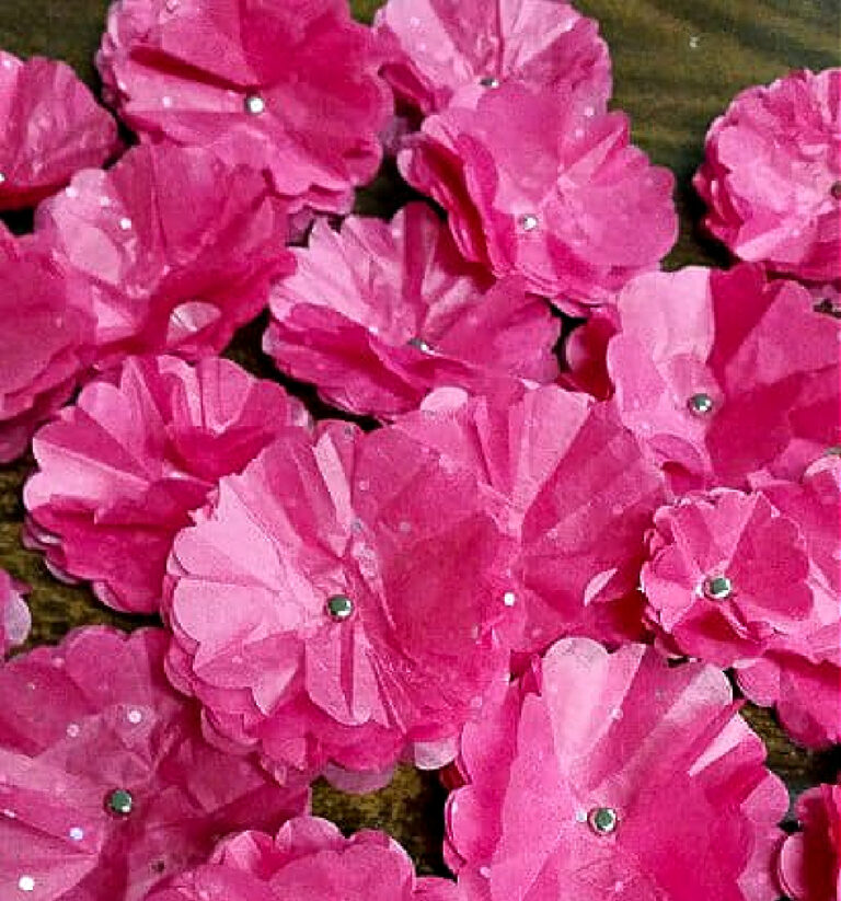 pink tissue paper flowers