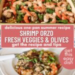 one-pan shrimp and orzo with veggies and kalamatas