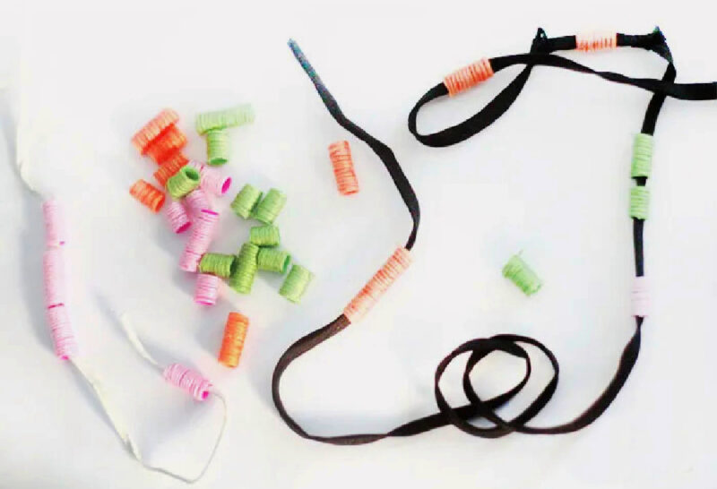 plastic straw bead necklace