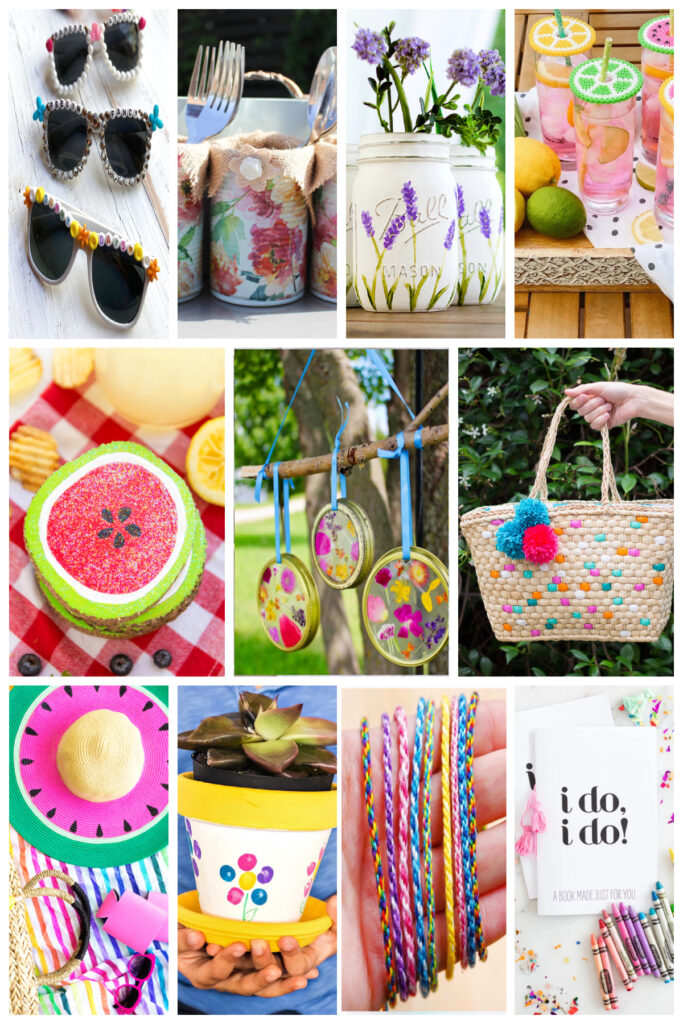 collage of DIY summer crafts