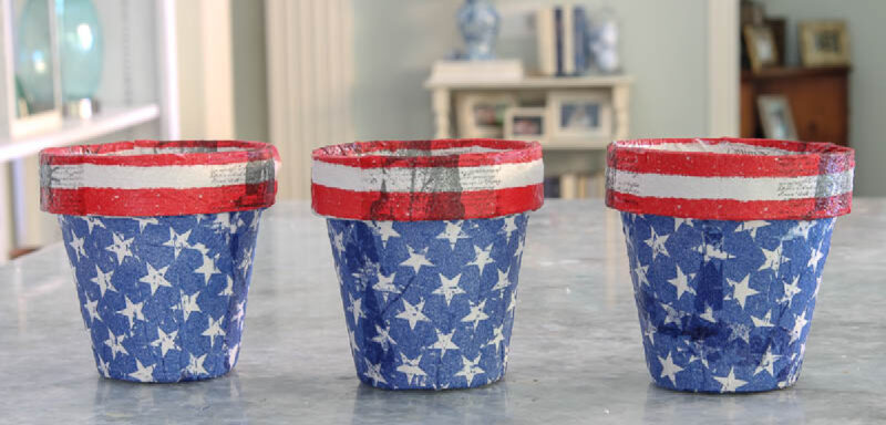 three stars and strips terra cotta pots