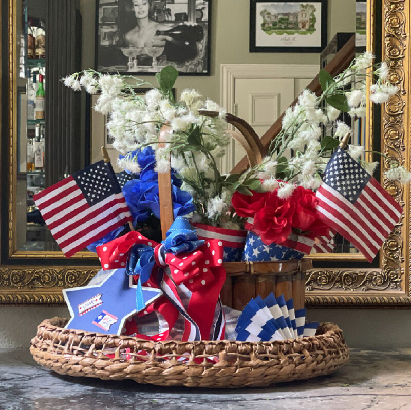 patriotic DIY 4th of July basket centerpiece