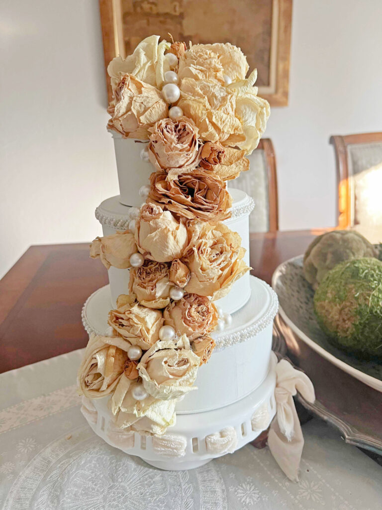 faux cake made from cooking tins