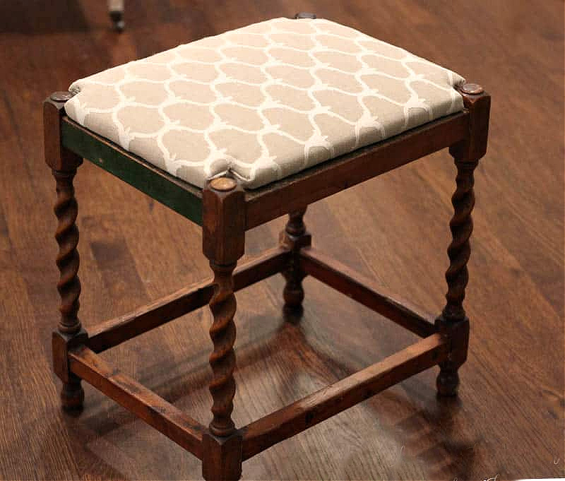 finished vintage wood stool update