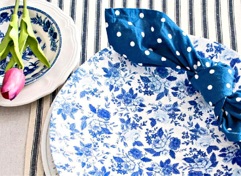 blue design decoupage charger project