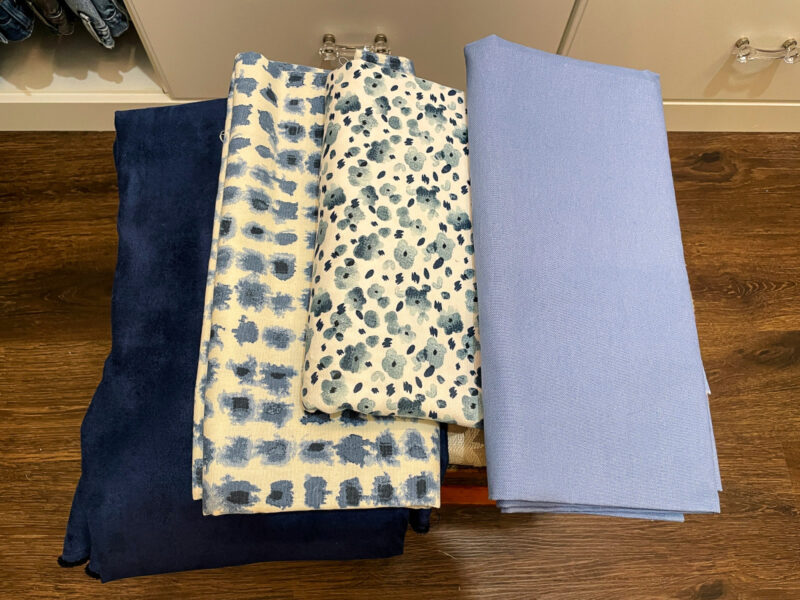 blue fabrics for vintage wood update