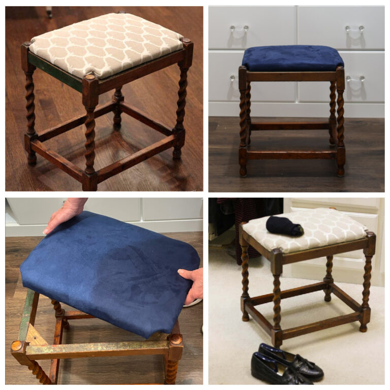 collage of updated vintage stools
