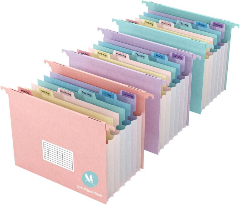 pastel hanging file folders