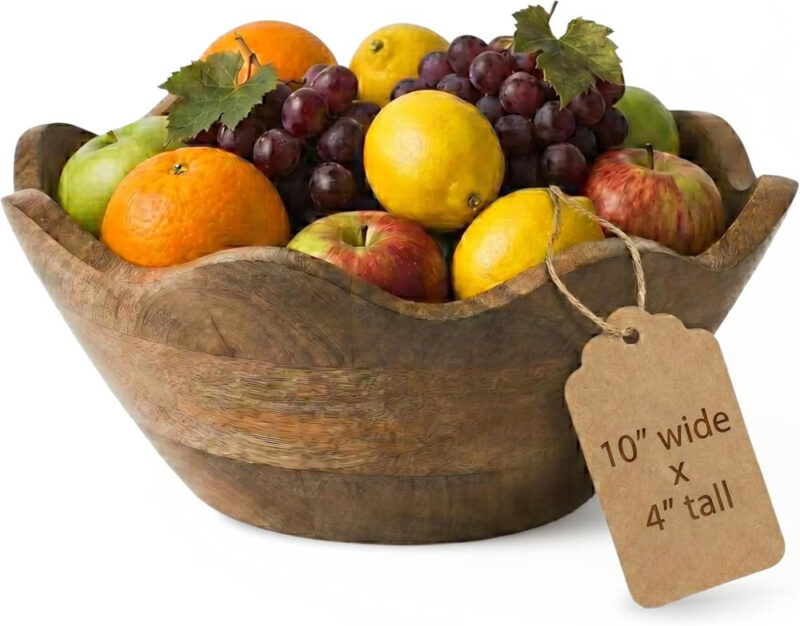 wooden bowl full of fruit