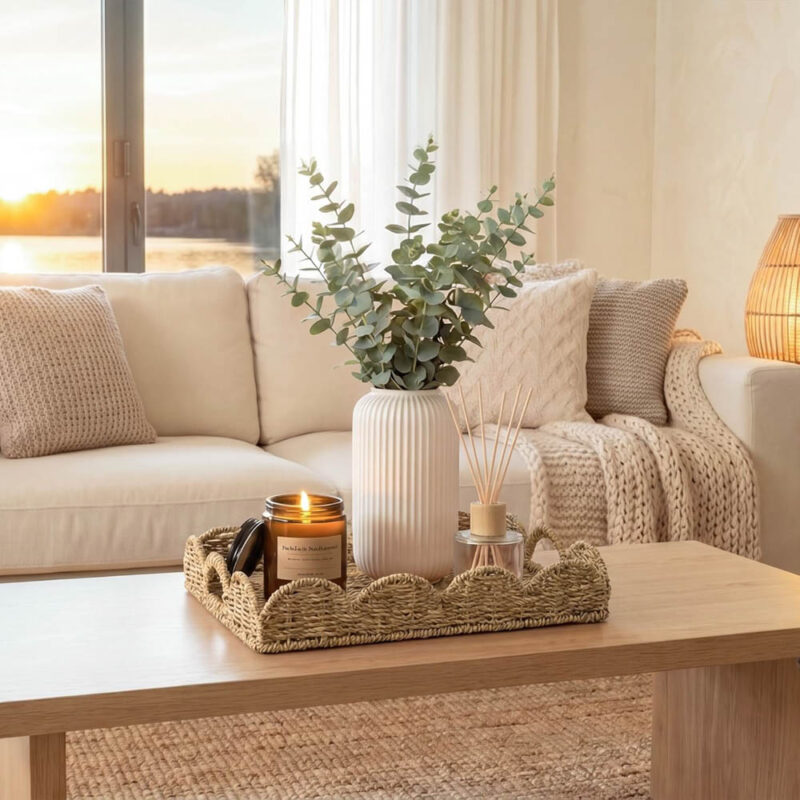scallope tray on coffee table