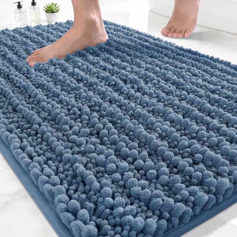 blue bath mat