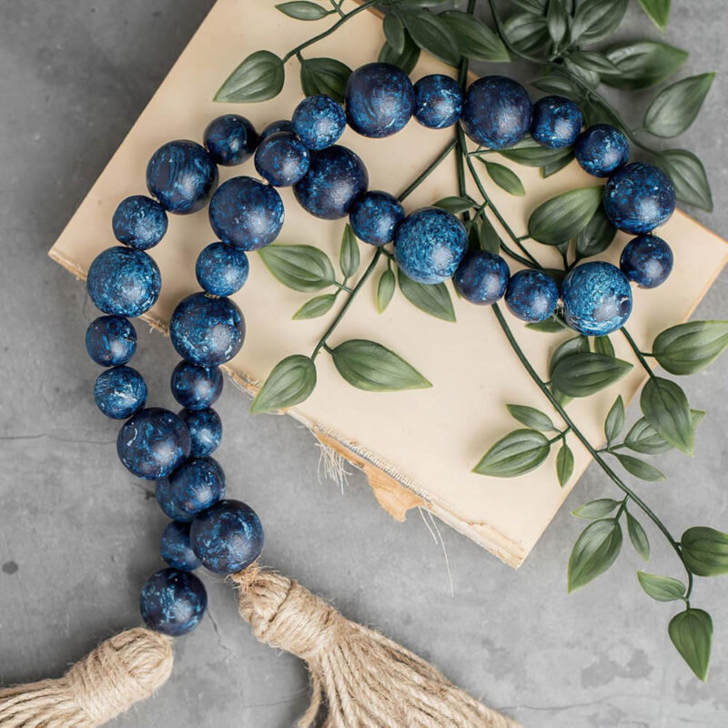 decorative blue strung beads