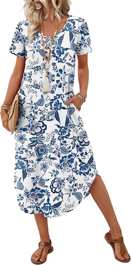blue and white dress