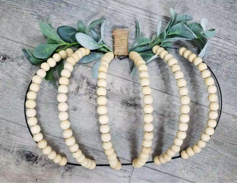 DIY wreath with wood beads