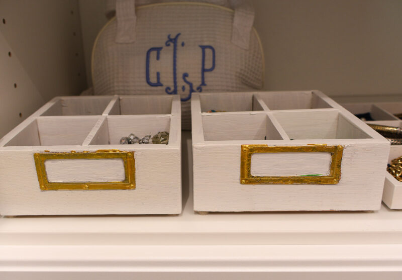 jewelry boxes in cabinet