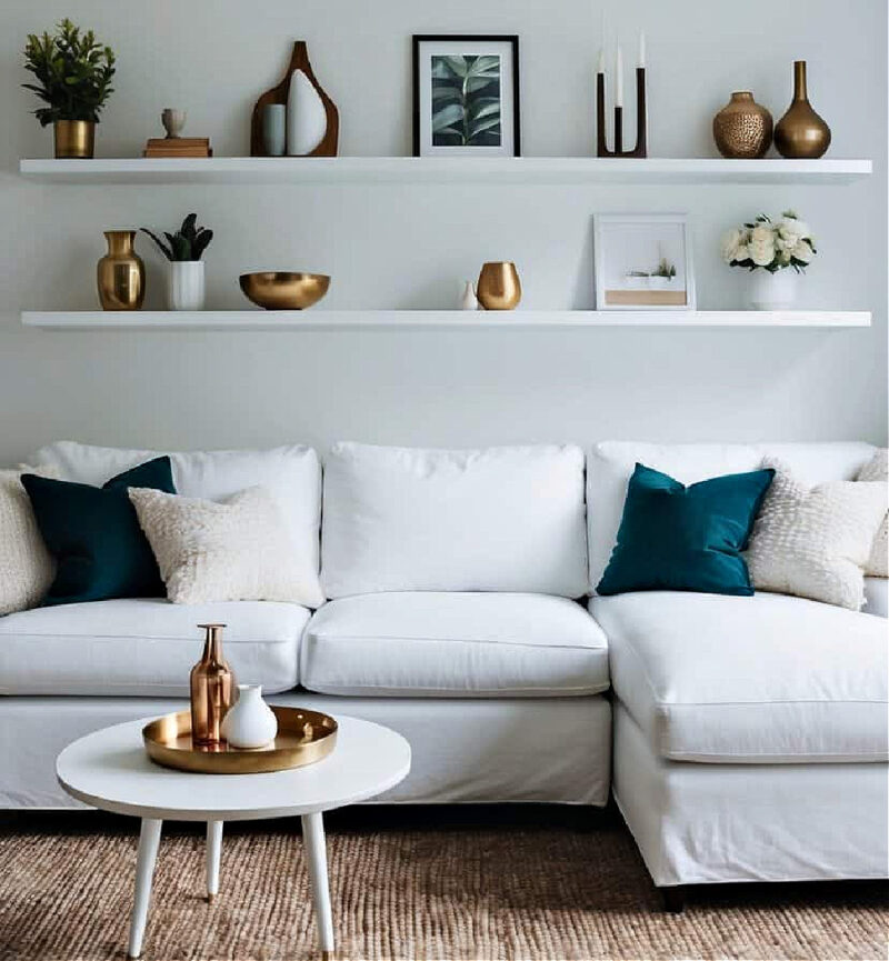 white sofa living room decor