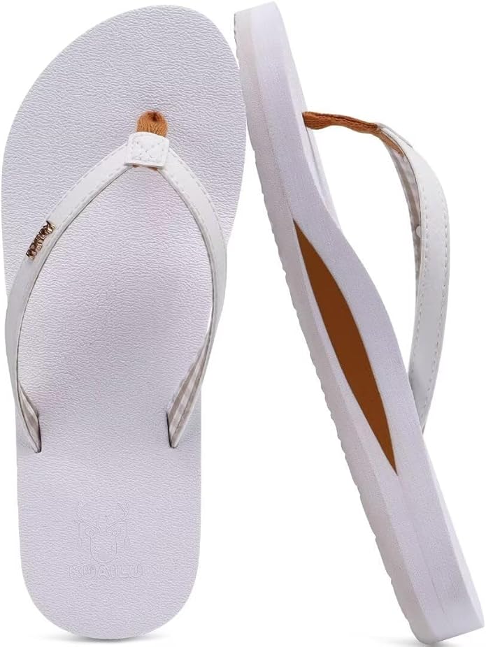 white and brown flip flop