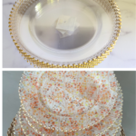 DIY fall decoupage charger with leaf design graphic