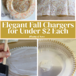 DIY fall decoupage charger with leaf design graphic