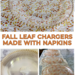 DIY fall decoupage charger with leaf design graphic