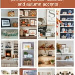 bookcases and open bookshelves decorated for fall