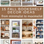 collection of bookshelves decorated for fall