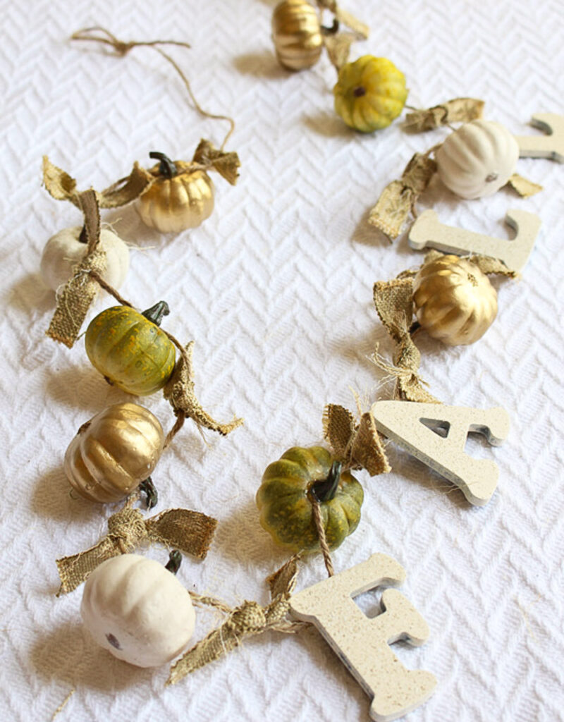 painted pumpkin and letters fall garland