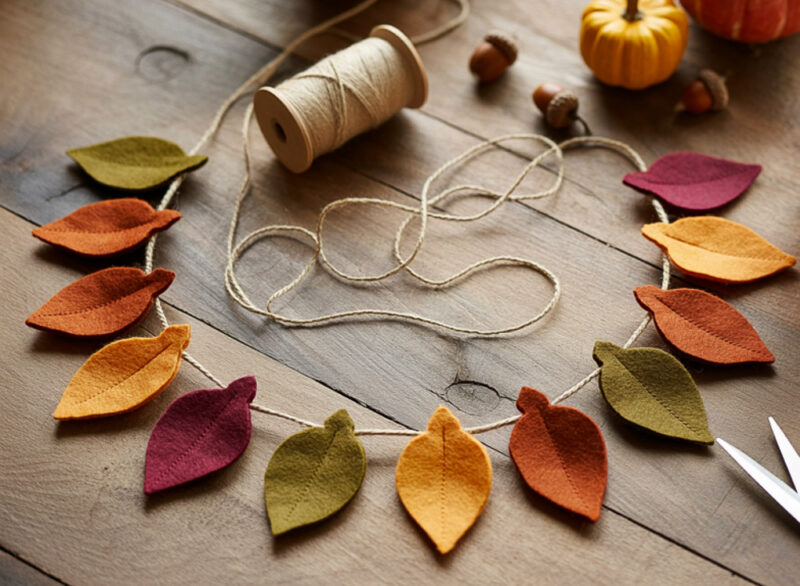 felt leaf garland